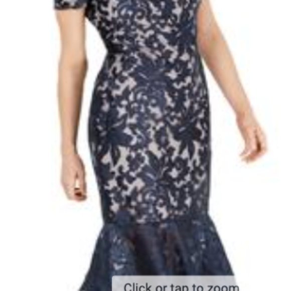 🆕  Calvin Klein Womens Lace Midi Off-Shoulder Dress NWT Sz 6 - Picture 2 of 3